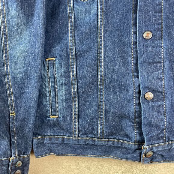 Levis Jacket Mens Extra Large Easy Rider Denim Medium Wash Trucker XL Biker Logo - Picture 7 of 16